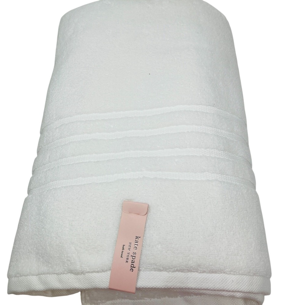 NWT Kate Spade Bath Towel White 30" X 56" 100% Cotton Oeko Tex Stripes
